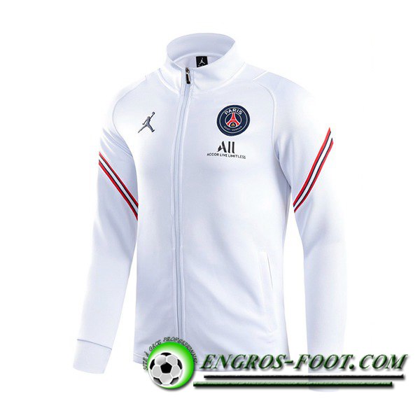 Nouveaux Veste Foot Jordan PSG Blanc 2021/2022 -3