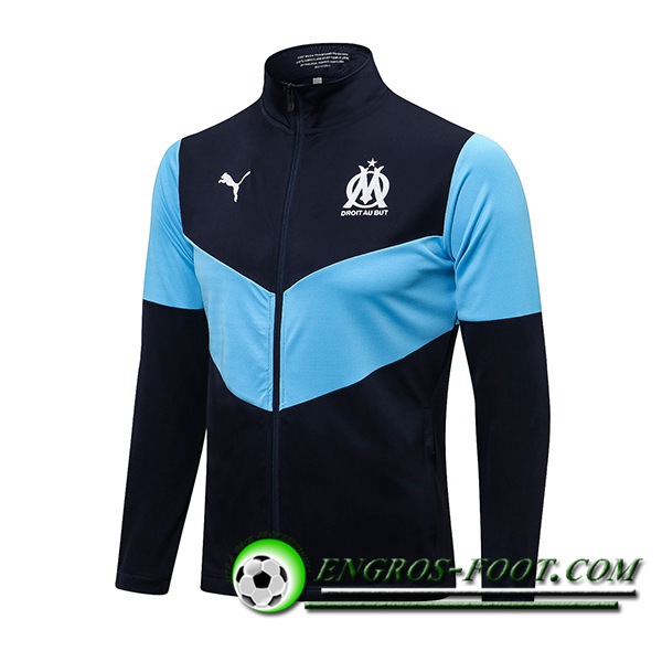 Nouveaux Veste Foot Marseille OM Bleu/Noir 2021/2022 -1