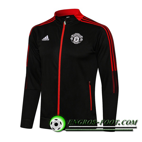 Nouveaux Veste Foot Manchester United Noir/Rouge 2021/2022