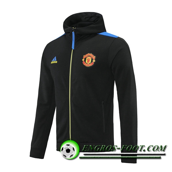 Nouveaux Veste A Capuche Manchester United Noir/Bleu/Jaune 2021/2022