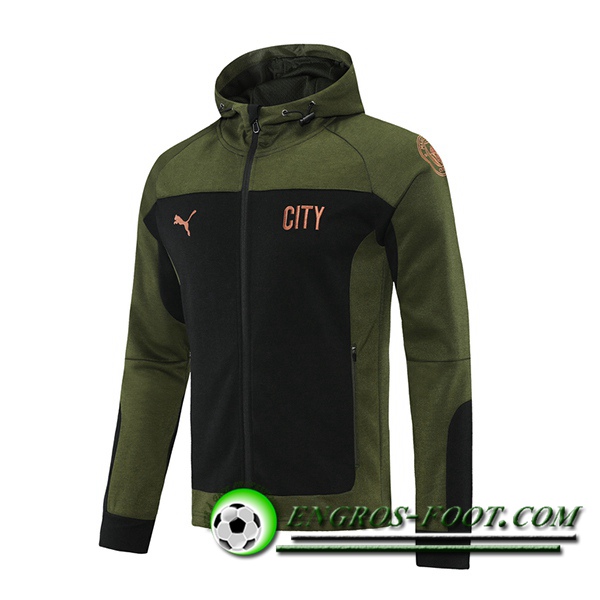 Nouveaux Veste A Capuche Manchester City Noir/Vert 2021/2022