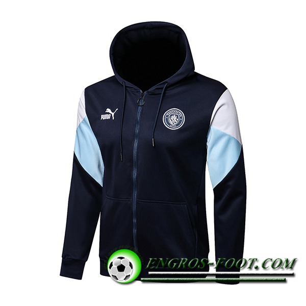 Nouveaux Veste A Capuche Manchester City Bleu Marin/Bleu/Blanc 2021/2022