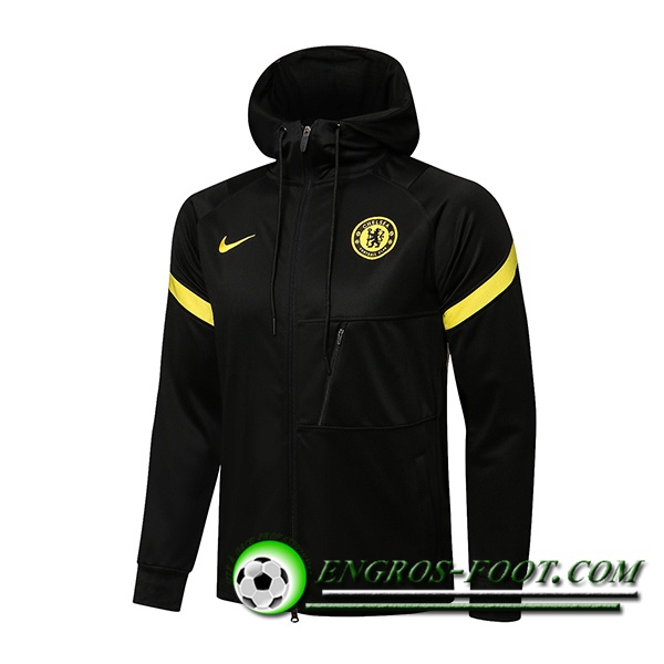 Nouveaux Veste A Capuche FC Chelsea Noir/Jaune 2021/2022