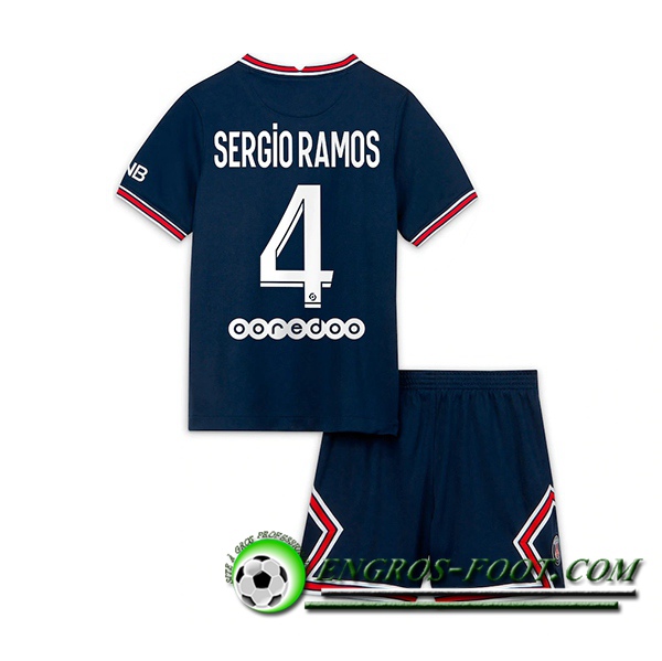 Maillot de Foot Jordan PSG (Sergio Ramos 4) Enfant Domicile 2021/2022