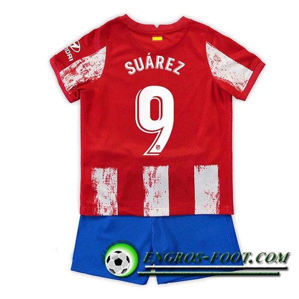 Maillot de Foot Atletico Madrid (Suarez 9) Enfant Domicile 2021/2022