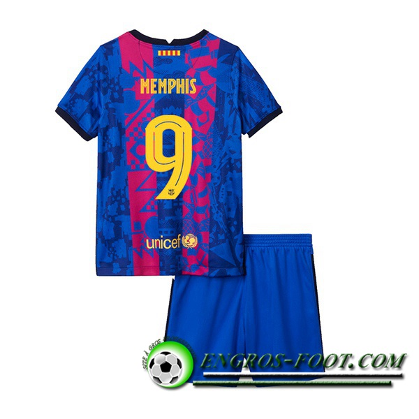 Maillot de Foot FC Barcelone (Memphis 9) Enfant Third 2021/2022