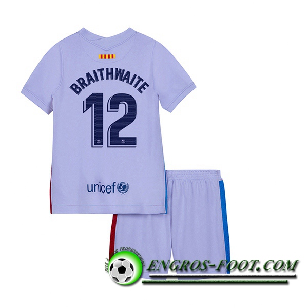 Maillot de Foot FC Barcelone (Martin Brathwaite 12) Enfant Exterieur 2021/2022