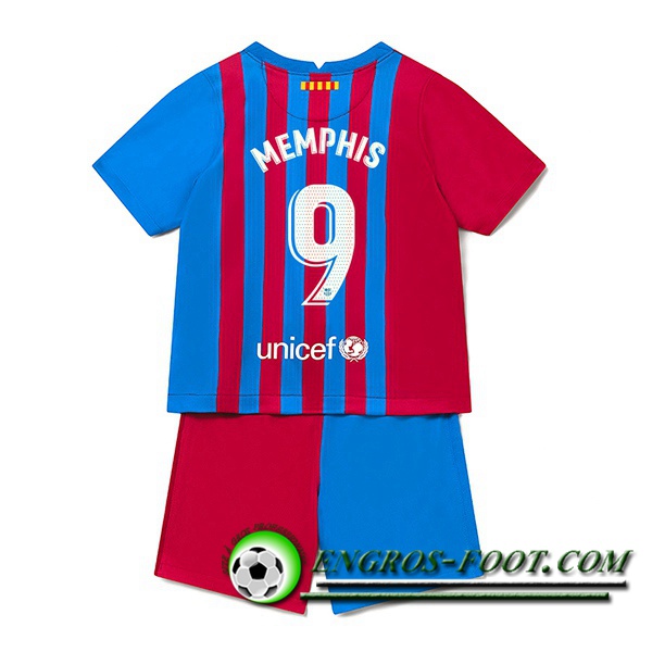 Maillot de Foot FC Barcelone (Memphis 9) Enfant Domicile 2021/2022