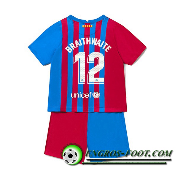 Maillot de Foot FC Barcelone (Martin Brathwaite 12) Enfant Domicile 2021/2022