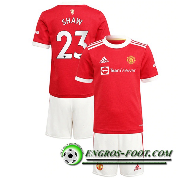 Maillot de Foot Manchester United (Shaw 23) Enfant Domicile 2021/2022