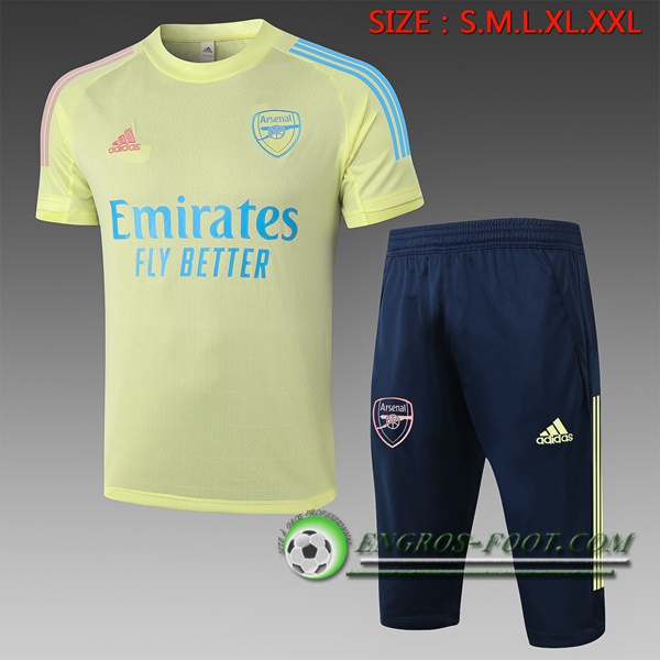 Ensemble Training T-Shirts Arsenal + Pantalon 3/4 Jaune 2020/2021