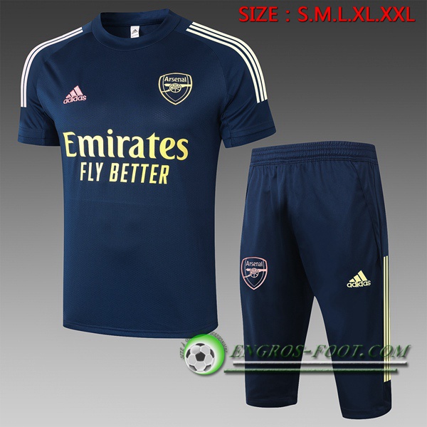 Ensemble Training T-Shirts Arsenal + Pantalon 3/4 Bleu Royal 2020/2021