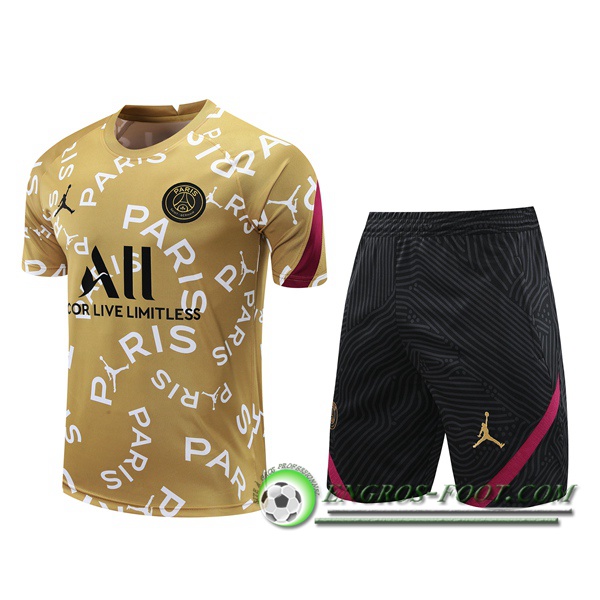 Ensemble Training T-Shirts PSG + Shorts Jaune 2020/2021