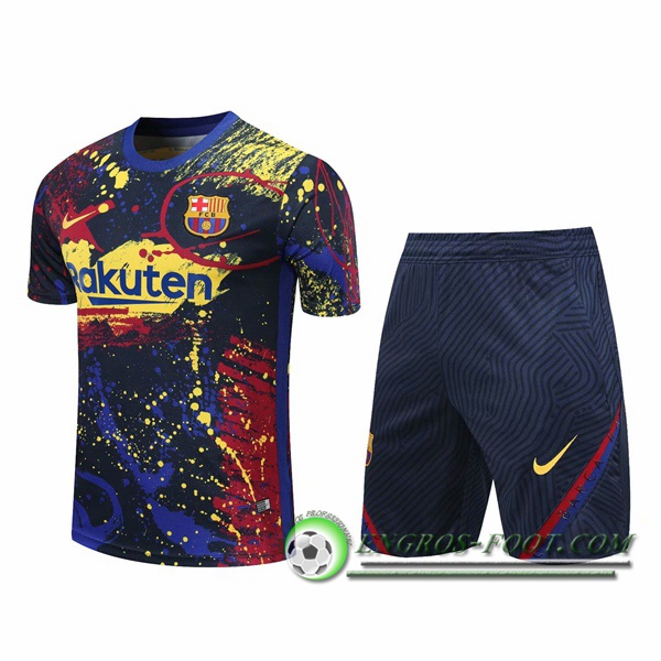 Ensemble Training T-Shirts FC Barcelone + Shorts Jaune 2020/2021