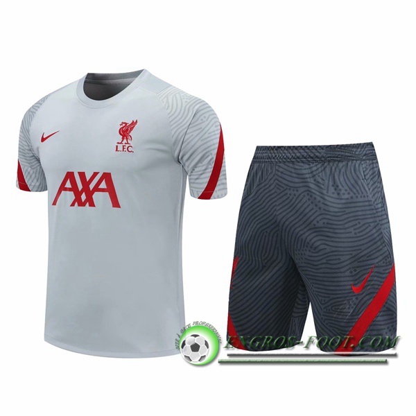 Ensemble Training T-Shirts FC Liverpool + Shorts Gris 2020/2021