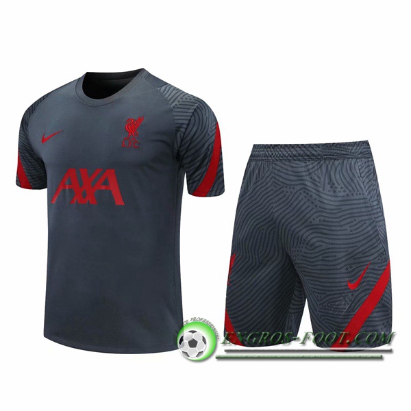 Ensemble Training T-Shirts FC Liverpool + Shorts Gris 2020/2021