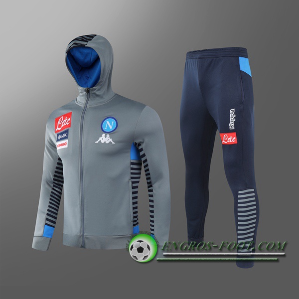 Veste A Capuche Survetement Foot SSC Naples Gris 2020/2021