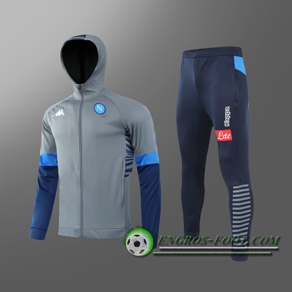 Veste A Capuche Survetement Foot SSC Naples Gris 2020/2021