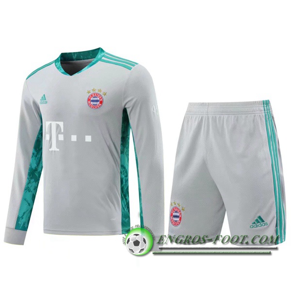 Engros-foot: Jeu Ensemble Maillot Bayern Munich Gardien de But Gris 2020/2021 Thailande