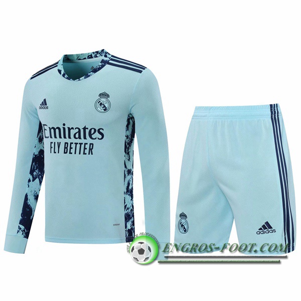 Engros-foot: Jeu Ensemble Maillot Real Madrid Gardien de But Bleu 2020/2021 Thailande