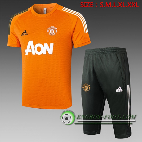 Training T-Shirts Manchester United + Pantalon 3/4 Jaune 2020/2021