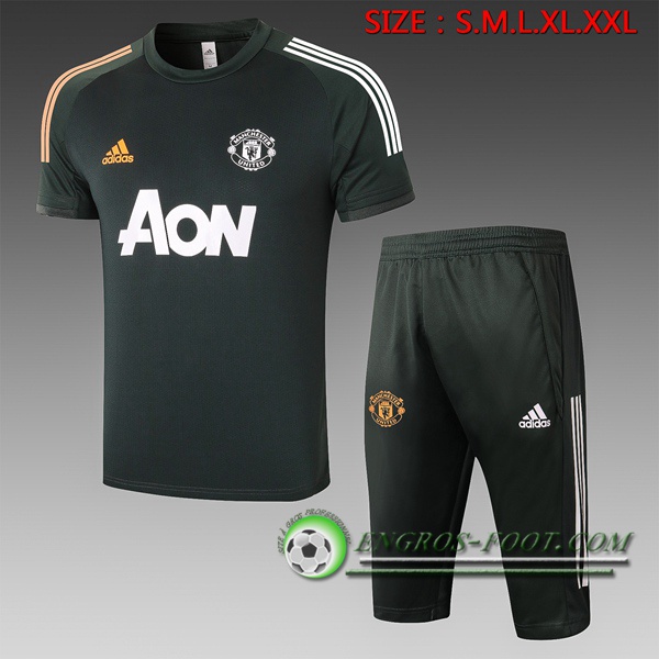 Training T-Shirts Manchester United + Pantalon 3/4 Vert 2020/2021