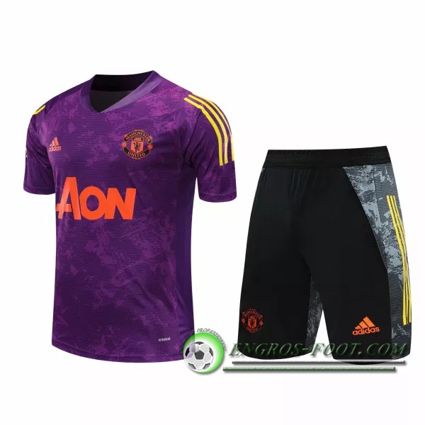 Training T-Shirts Manchester United + Shorts Pourpre 2020/2021