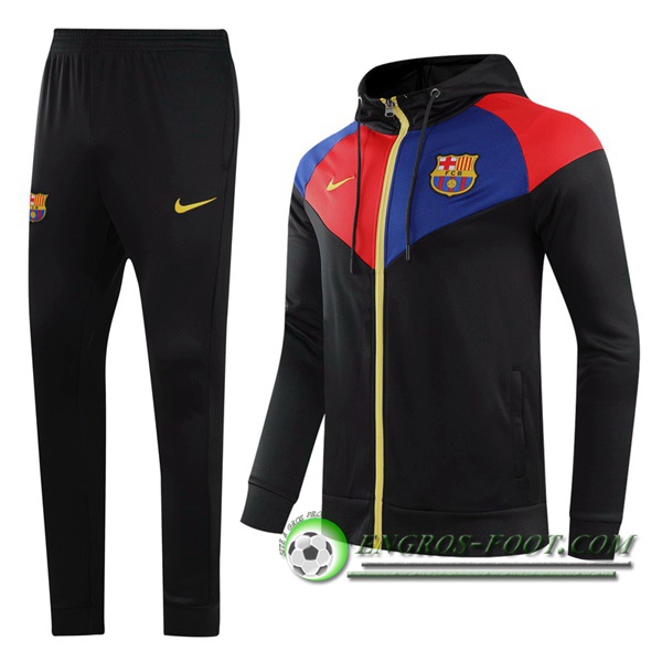 Veste A Capuche Survetement De Foot FC Barcelone Noir 2020/2021