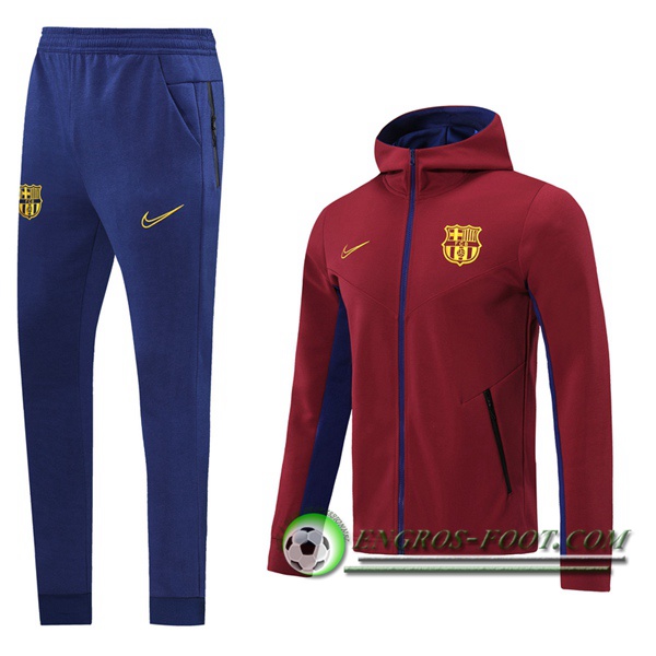 Veste A Capuche Survetement De Foot FC Barcelone Rouge 2020/2021