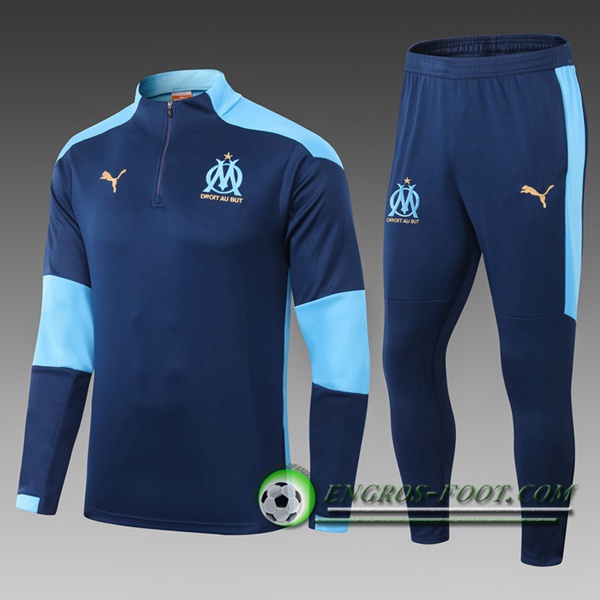 Engros-foot: Ensemble Survetement de Foot Marseille OM Enfant Bleu 2020/2021 Thailande