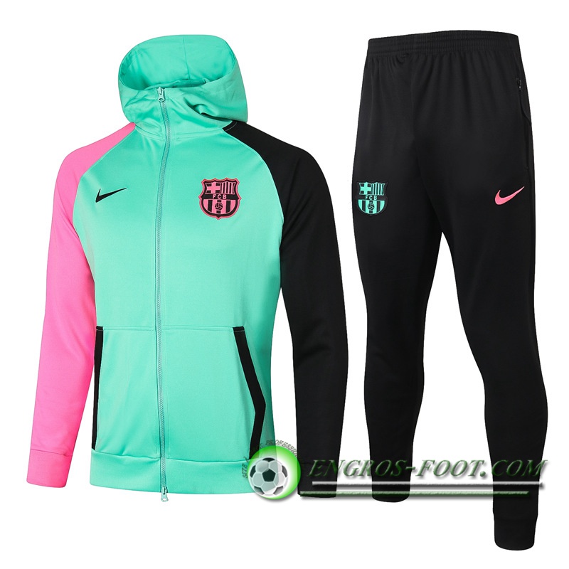 Ensemble Veste A Capuche Survetement FC Barcelone Vert Clair 2020/2021