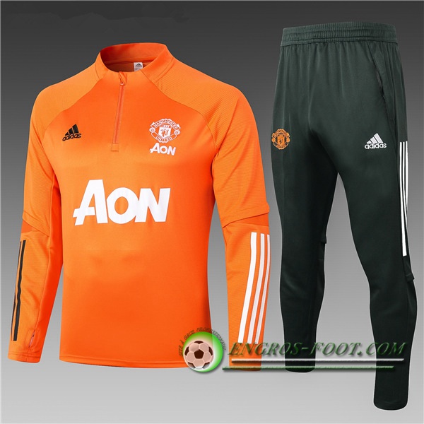 Engros-foot: Nouveau Survetement de Foot Manchester United Enfant Orange 2020/2021 Thailande