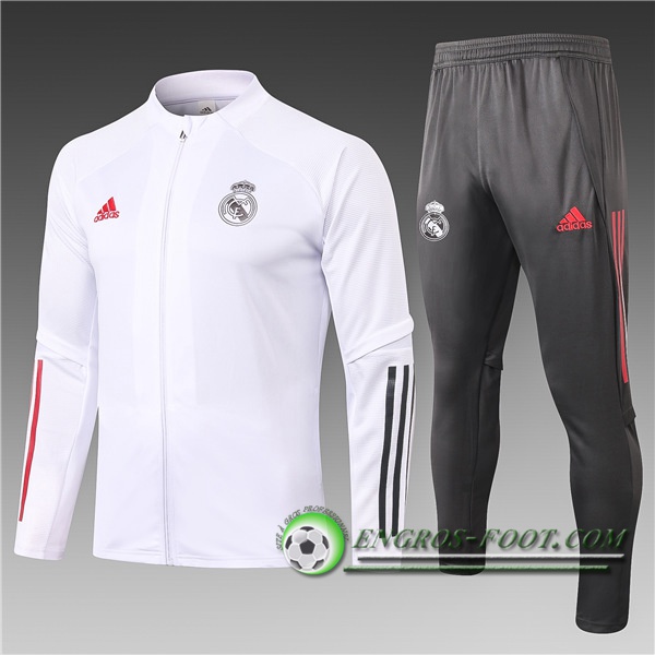 Engros-foot: Nouveau Survetement Foot - Veste Real Madrid Enfant Blanc 2020/2021 Thailande