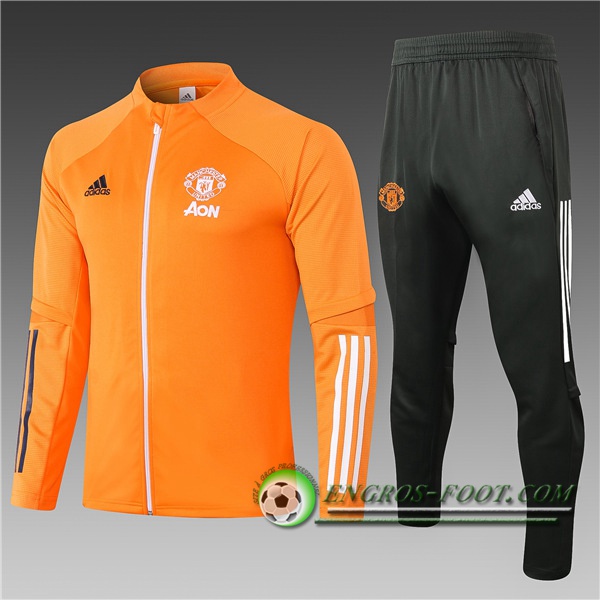 Engros-foot: Nouveau Survetement Foot - Veste Manchester United Enfant Orange 2020/2021 Thailande