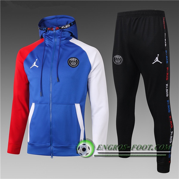 Engros-foot: Nouveau Veste A Capuche Survetement PSG Jordan Enfant Bleu 2020/2021 Thailande