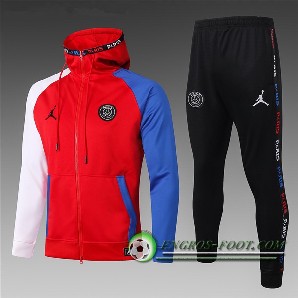 Engros-foot: Nouveau Veste A Capuche Survetement PSG Jordan Enfant Rouge 2020/2021 Thailande