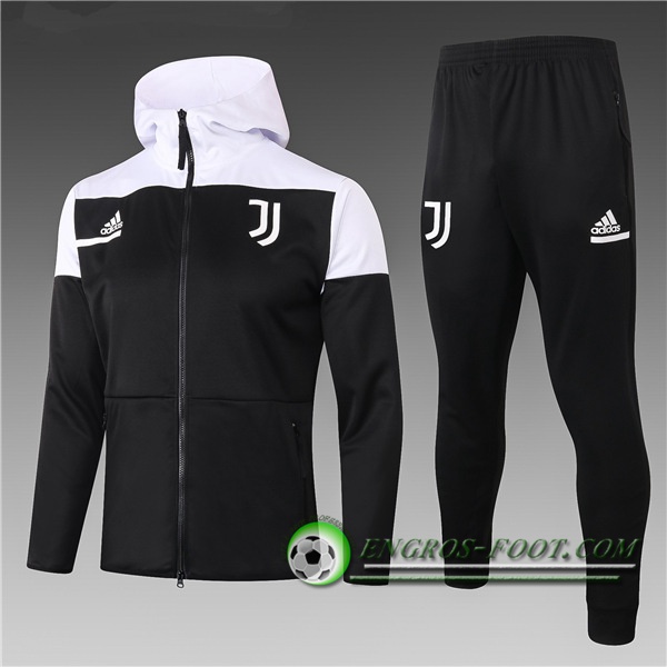 Engros-foot: Nouveau Veste A Capuche Survetement Juventus Enfant Noir/Blanc 2020/2021 Thailande