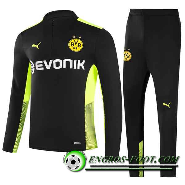 Ensemble Survetement de Foot Dortmund BVB Bleu Noir/Vert 2021/2022