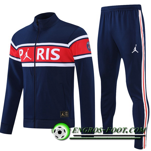 Ensemble Survetement de Foot - Veste Jordan PSG Bleu Marin/Rouge/Blanc 2021/2022