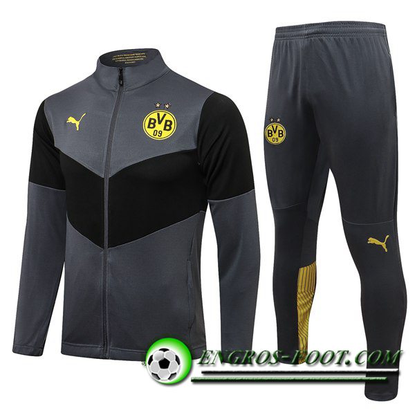 Ensemble Survetement de Foot - Veste Dortmund BVB Noir/Gris 2021/2022