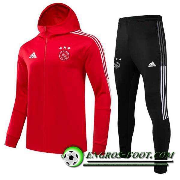 Ensemble Veste A Capuche Survetement - Veste AFC Ajax Rouge 2021/2022