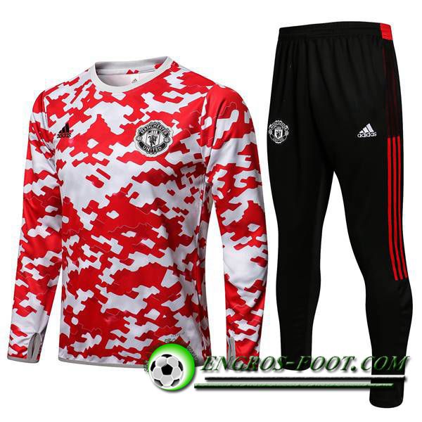 Ensemble Survetement de Foot Manchester United Enfant Rouge/Blanc 2021/2022