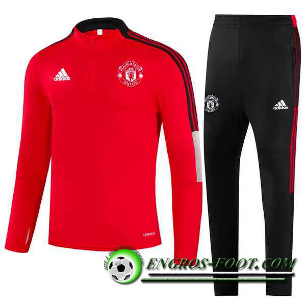 Ensemble Survetement de Foot Manchester United Enfant Rouge/Noir 2021/2022