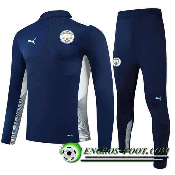 Ensemble Survetement de Foot Manchester City Enfant Bleu Marin/Blanc 2021/2022