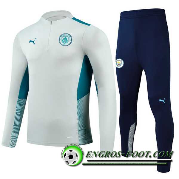 Ensemble Survetement de Foot Manchester City Enfant Bleu Marin/Blanc 2021/2022