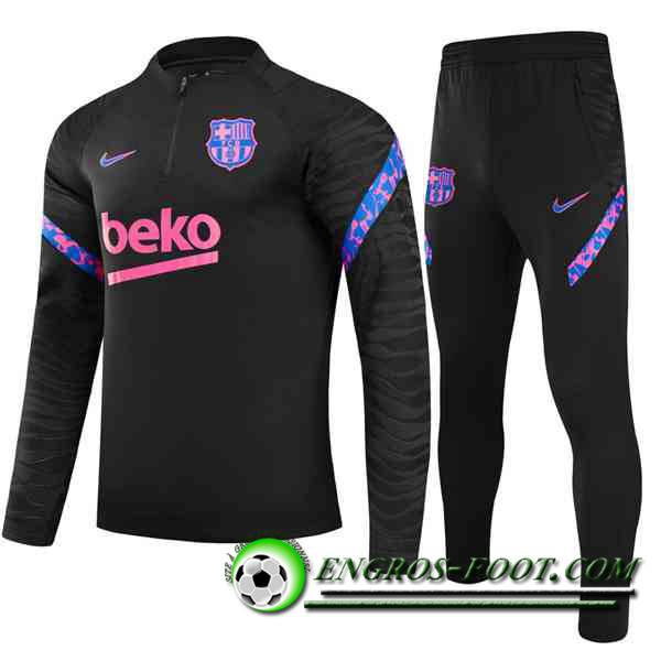 Ensemble Survetement de Foot FC Barcelone Enfant Noir/Pourpre 2021/2022