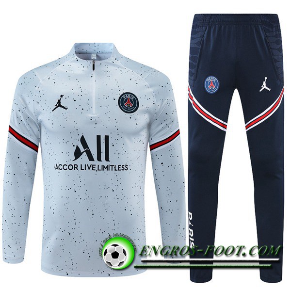 Ensemble Survetement de Foot Jordan PSG Enfant Gris/Rouge 2021/2022