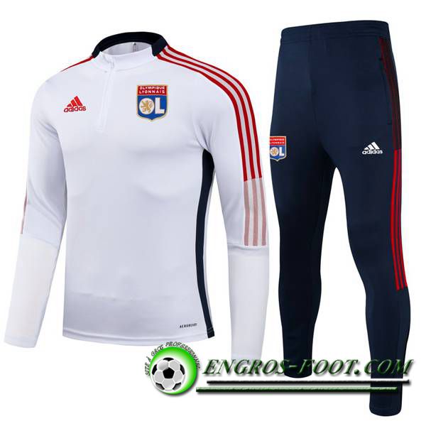 Ensemble Survetement de Foot Lyon OL Enfant Blanc/Rouge 2021/2022