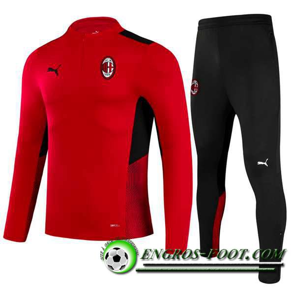 Ensemble Survetement de Foot AC Milan Enfant Rouge/Noir 2021/2022