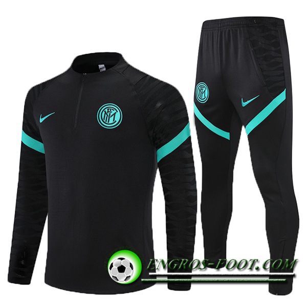 Ensemble Survetement de Foot Inter Milan Enfant Noir/Bleu 2021/2022